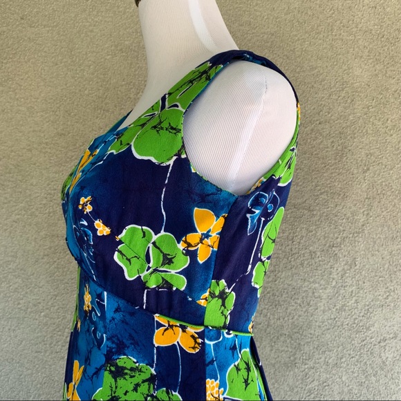 🌺 Vintage Bright Barkcloth Muumuu Maxi-Dress 🌺 - Picture 5 of 12